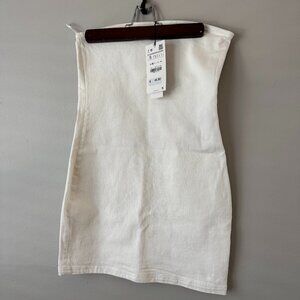 ZARA White Strapless Denim Tube Dress – NWT Size Small